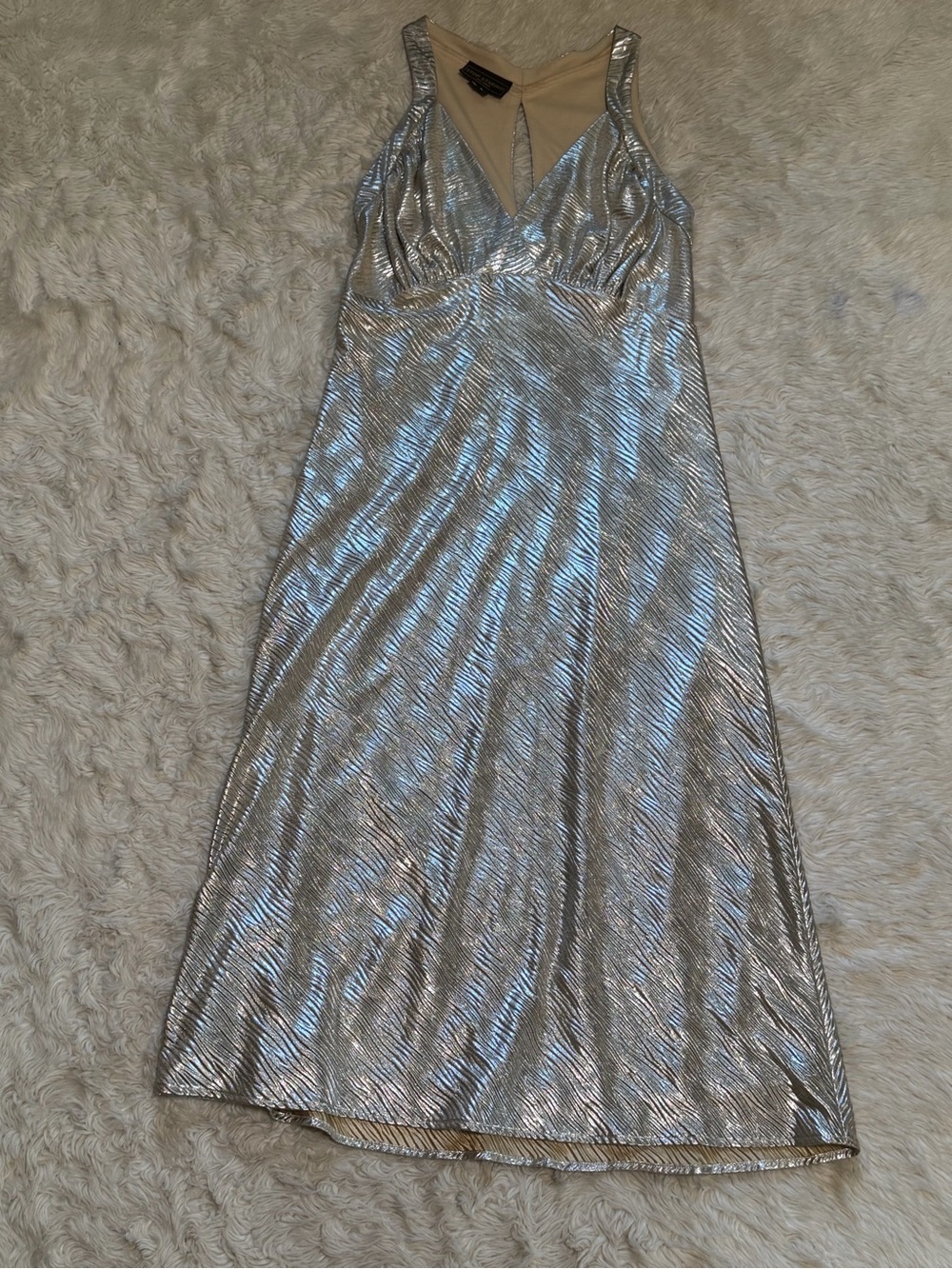Stop Staring! Luze Dress in Metallic Silver - Size Large